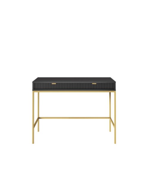 Nova T104 console dressing table with drawers, black/gold frame
