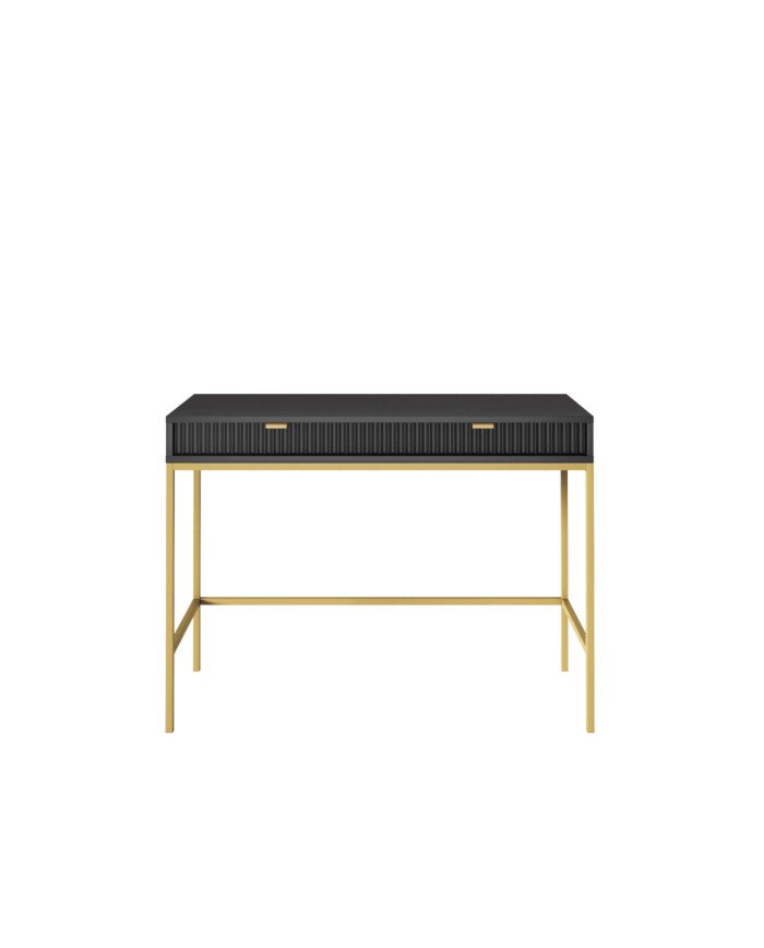 Nova T104 console dressing table with drawers, black/gold frame