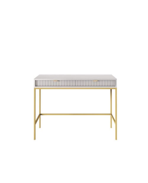 Nova T104 console dressing table, drawers, gray/gold frame