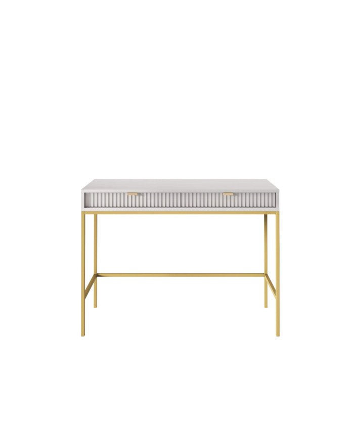 Nova T104 console dressing table, drawers, gray/gold frame