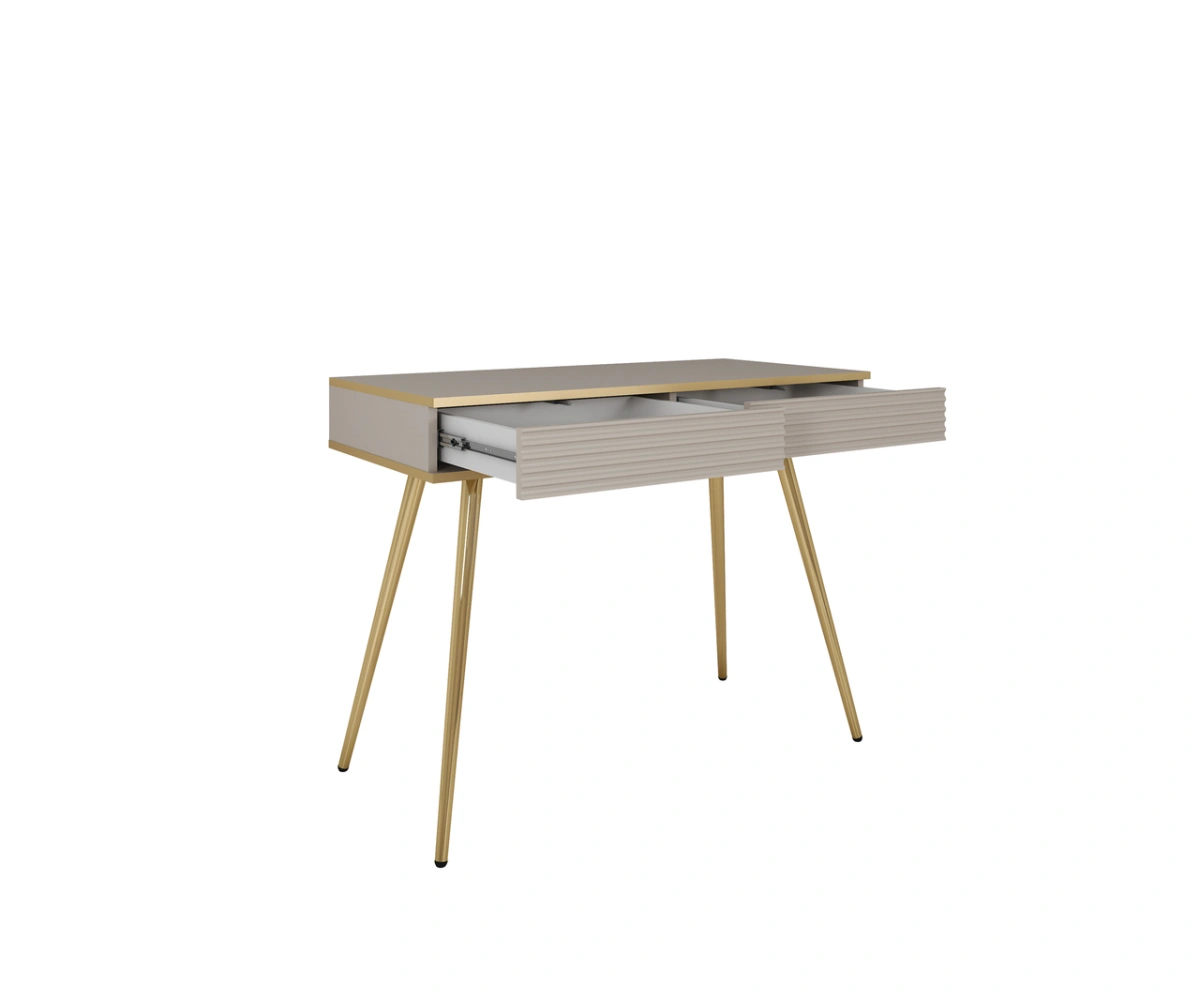 Oro T102 Beige Grooved MDF Dressing Table with Drawers - Image 2