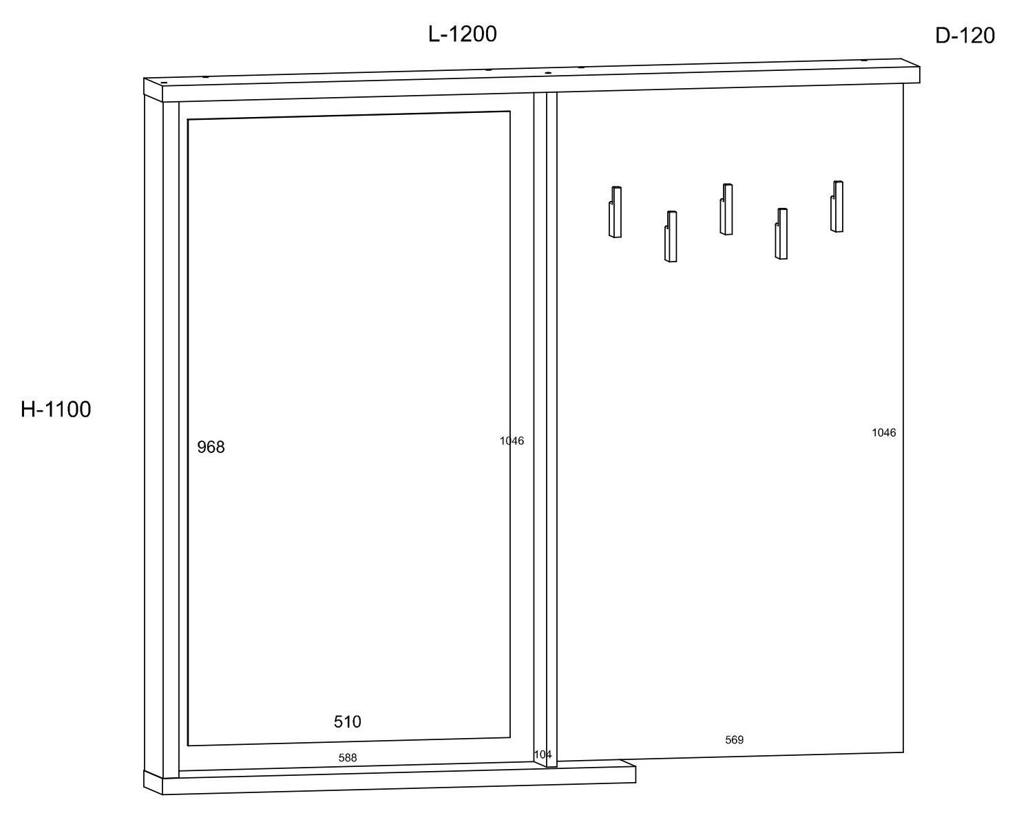 HYBRID 26 furniture rack with mirror for hallway, oak, gold, whiteHYBRID - Image 2