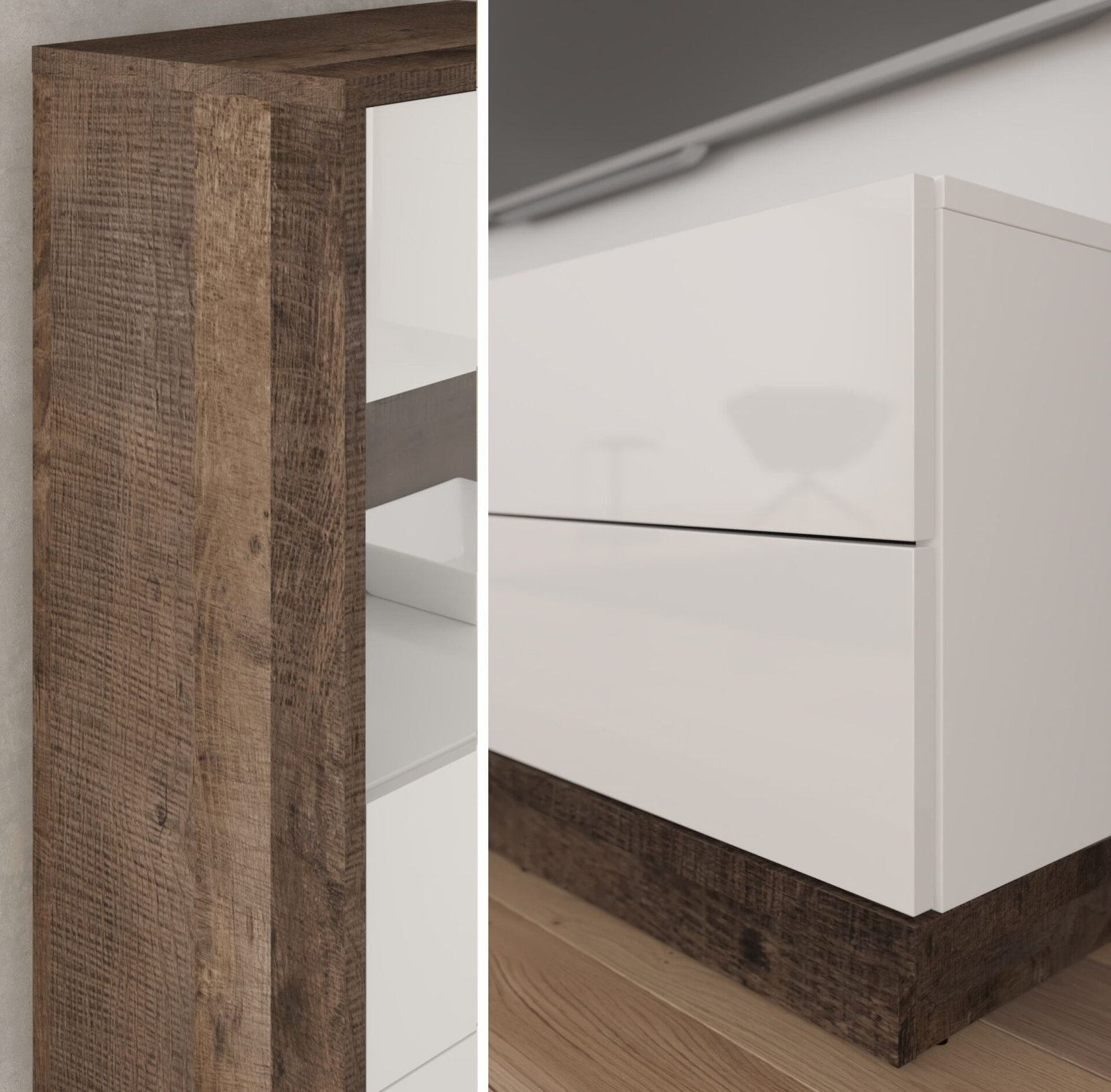HYBRID 09 furniture chest of drawers for living room, bedroom, oak, granite, white colorHYBRID - Image 3