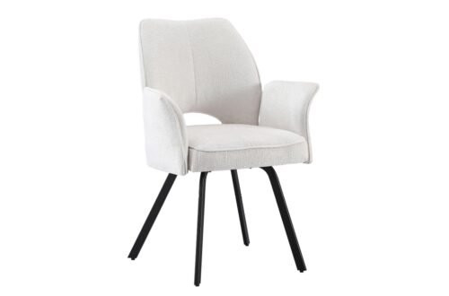 TULIP light beige (fabric UF980-02) – MODERN UPHOLSTERED CHAIR WITH ARMRESTS FOR LIVING ROOM / DINING ROOM / PATIO OFFICE