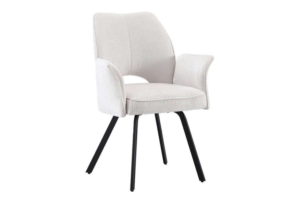 TULIP light beige (fabric UF980-02) - MODERN UPHOLSTERED CHAIR WITH ARMRESTS FOR LIVING ROOM / DINING ROOM / PATIO OFFICE