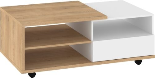 HYBRID 12-drawer coffee table, cremona oak, white glossHYBRID