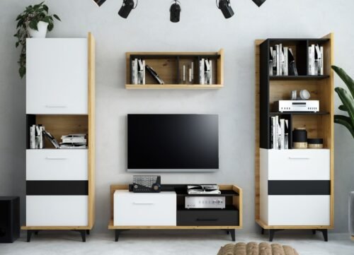 BOX furniture #2 living room wall cabinet bookshelf TV cabinet shelf artisan oak white