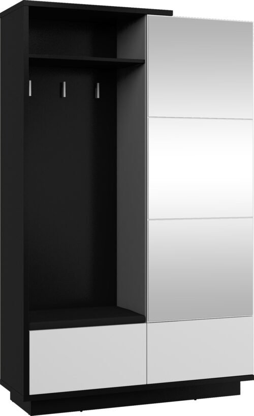 HYBRID 16 furniture hallway cabinet with seat, black and white glossyHYBRID