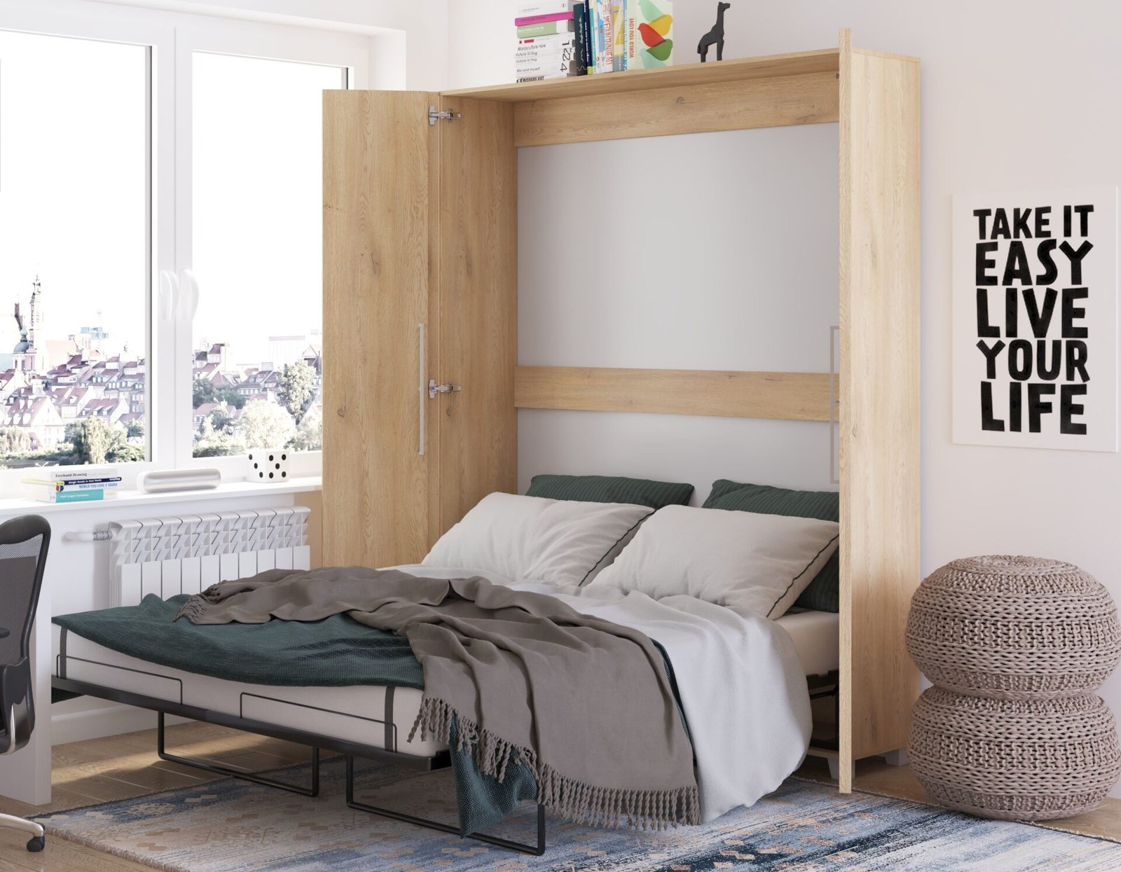 Vertical wall bed TEDDY 160 cremona oak color - Image 3