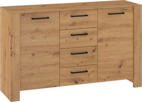SLIDE 03 furniture, large chest of drawers with doors for the living room, oak