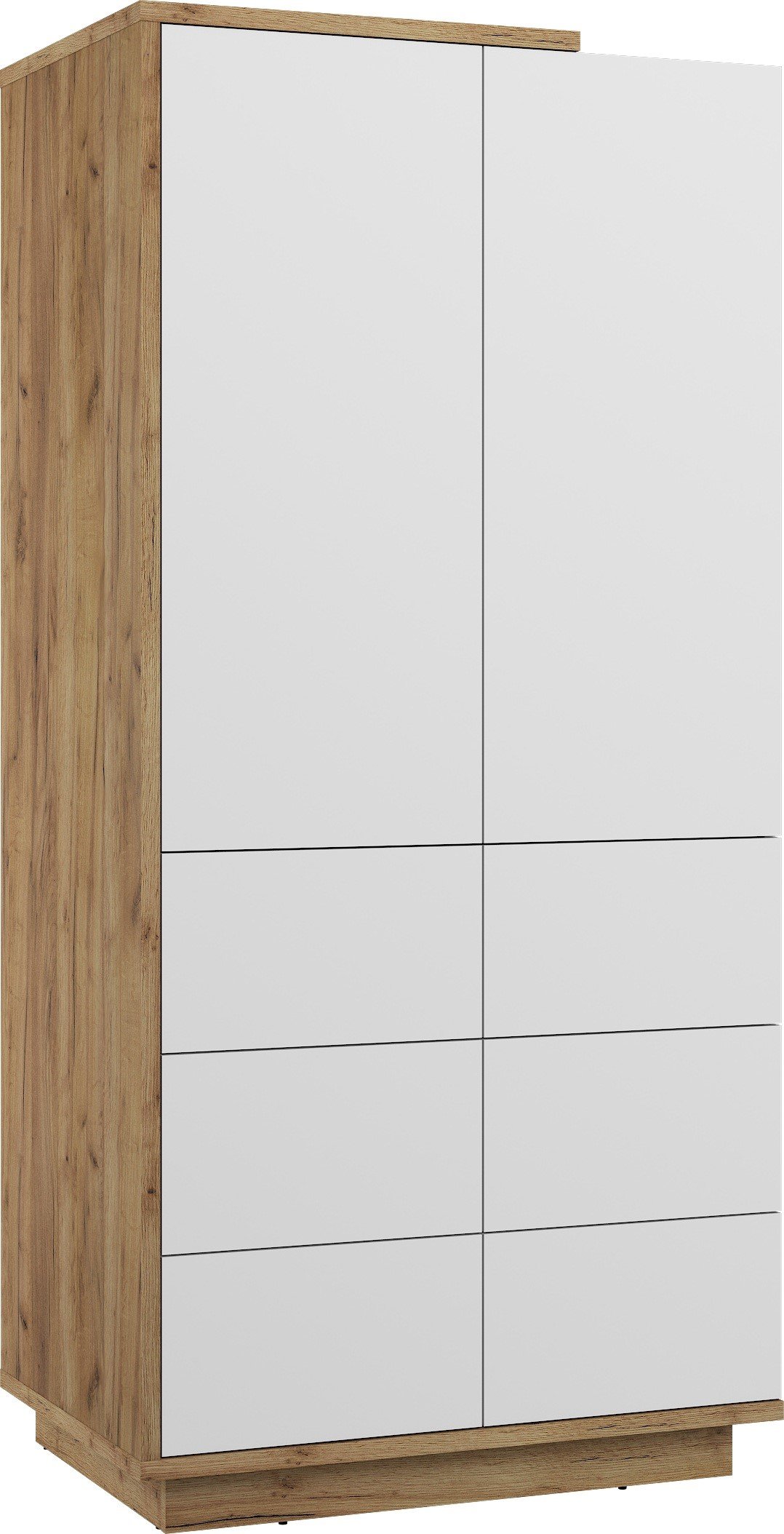 HYBRID 23 furniture wardrobe for living room, hallway, bedroom, handicraft style, oak, gold, white colorHYBRID