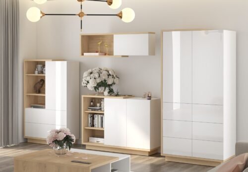 HYBRID furniture #4 room bookcase chest of drawers wardrobe shelf cremona oak white glossyHYBRID