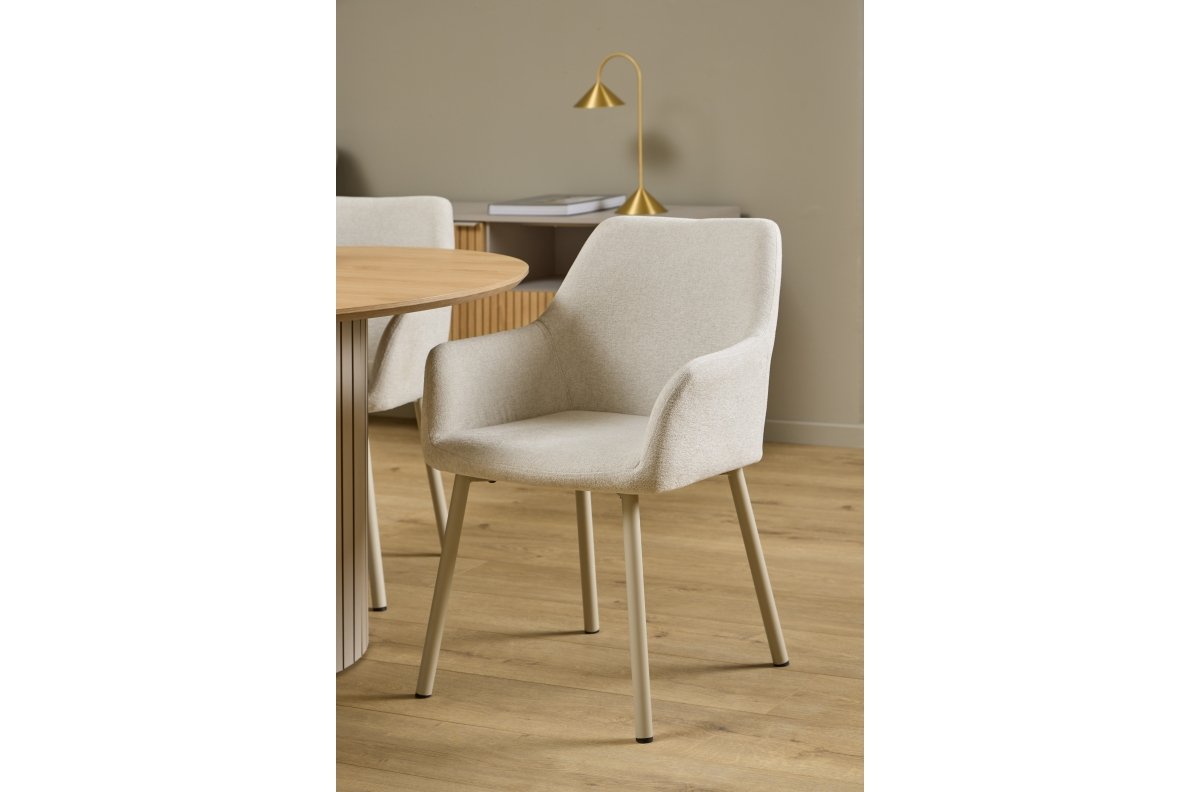 VERA Beige (Apia 453 fabric) / beige frame (cashmere) - MODERN CHENILLE UPHOLSTERED CHAIR FOR LIVING ROOM / DINING ROOM - Image 3