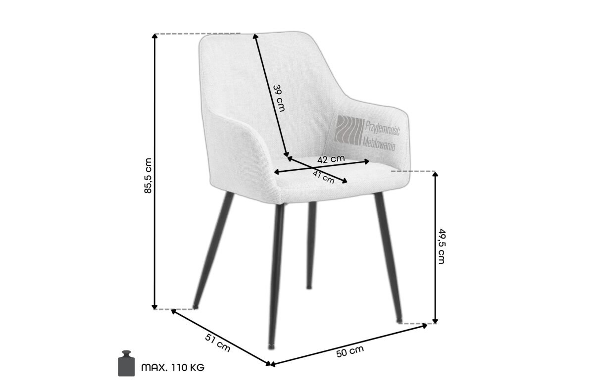 VERA Beige (Apia 453 fabric) / beige frame (cashmere) - MODERN CHENILLE UPHOLSTERED CHAIR FOR LIVING ROOM / DINING ROOM - Image 4