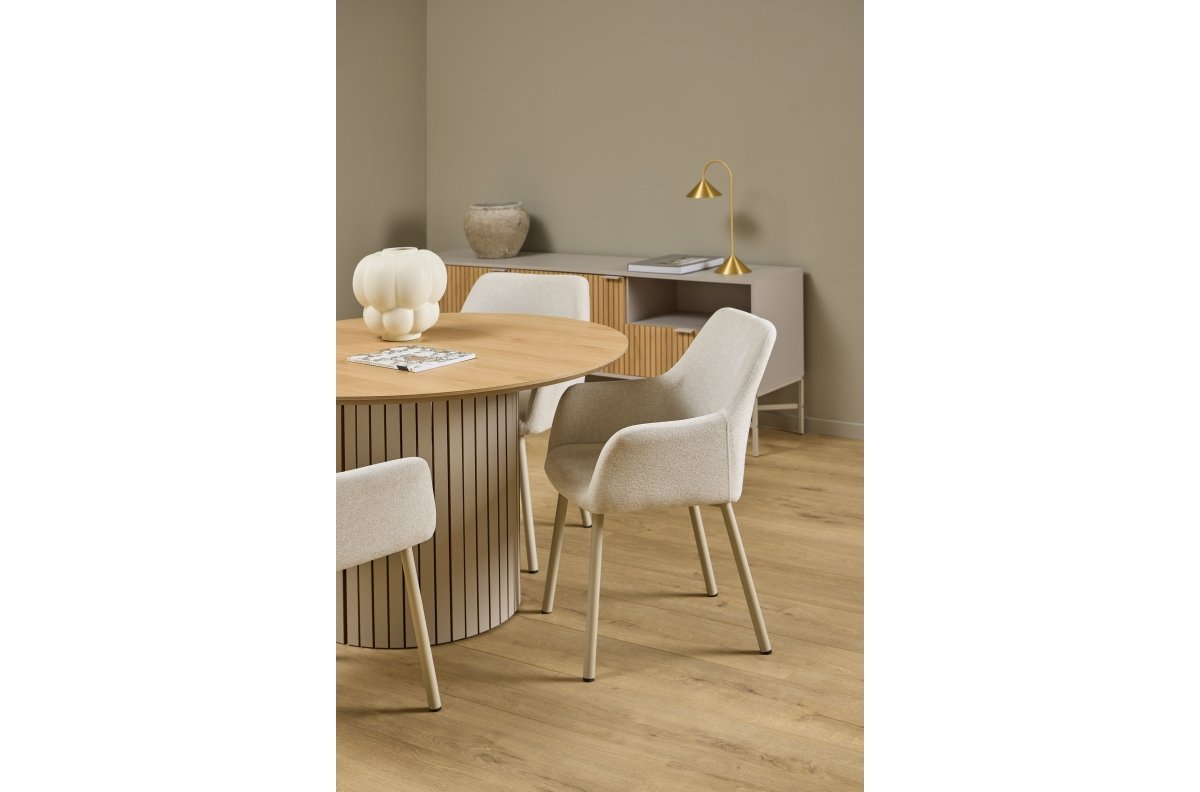 VERA Beige (Apia 453 fabric) / beige frame (cashmere) - MODERN CHENILLE UPHOLSTERED CHAIR FOR LIVING ROOM / DINING ROOM - Image 6