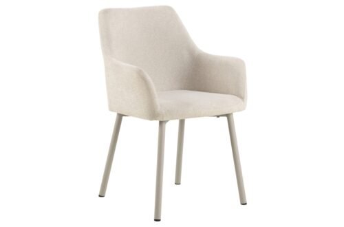 VERA Beige (Apia 453 fabric) / beige frame (cashmere) – MODERN CHENILLE UPHOLSTERED CHAIR FOR LIVING ROOM / DINING ROOM
