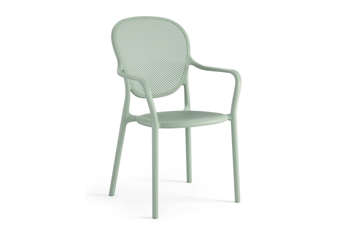 VERANO Pastel Green - MODERN PLASTIC GARDEN CHAIR (for kitchen, cafe, garden) [ONE-TIME ASSEMBLY]