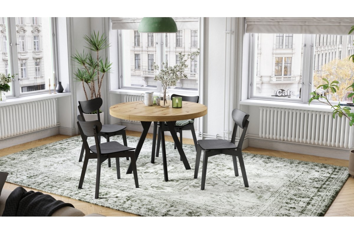 VITO Artisan oak/black legs - LARGE ROUND TABLE Ø110, EXTENDABLE TO 310 CM WITH Y-SHAPED LEGS, PALM/INDUSTRIAL STYLE - Image 2