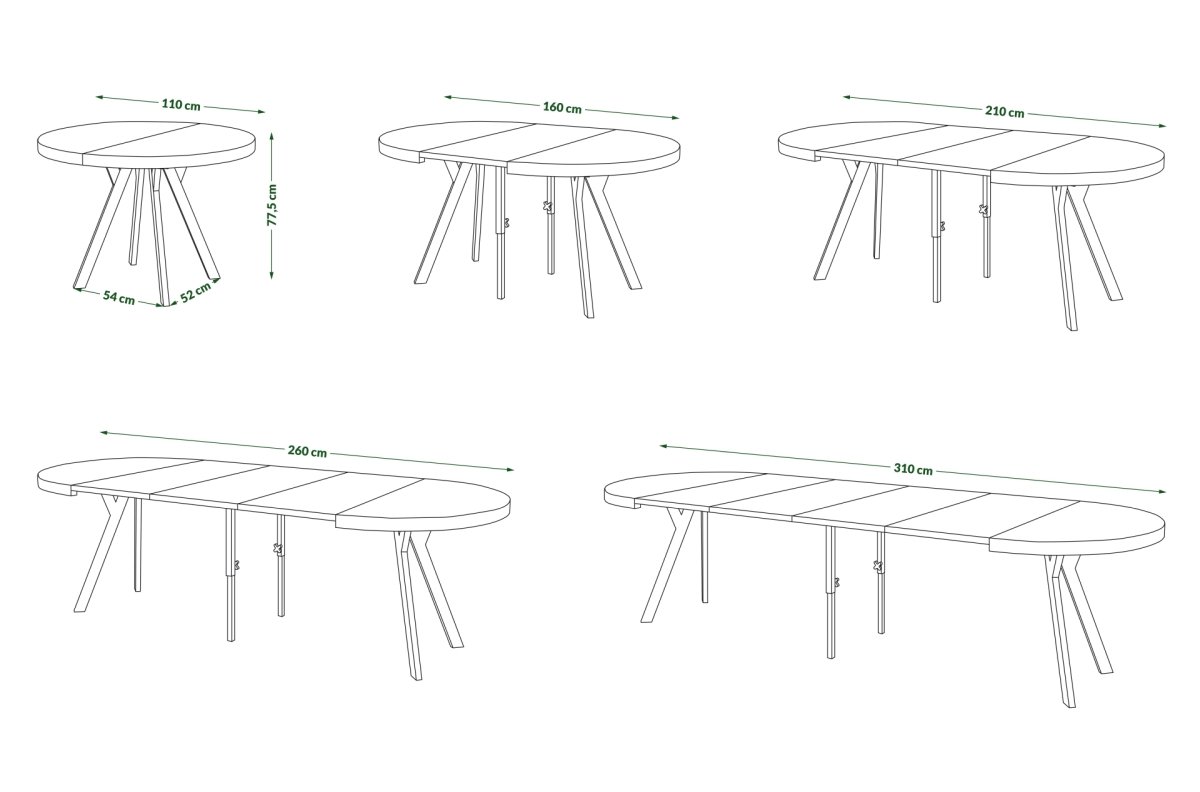 VITO Artisan oak/black legs - LARGE ROUND TABLE Ø110, EXTENDABLE TO 310 CM WITH Y-SHAPED LEGS, PALM/INDUSTRIAL STYLE - Image 7