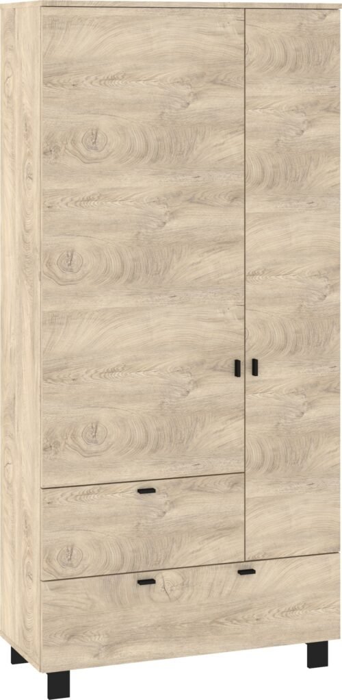 VEGAS 14 wardrobe with rod and shelves for the hallway, black oak imitation
