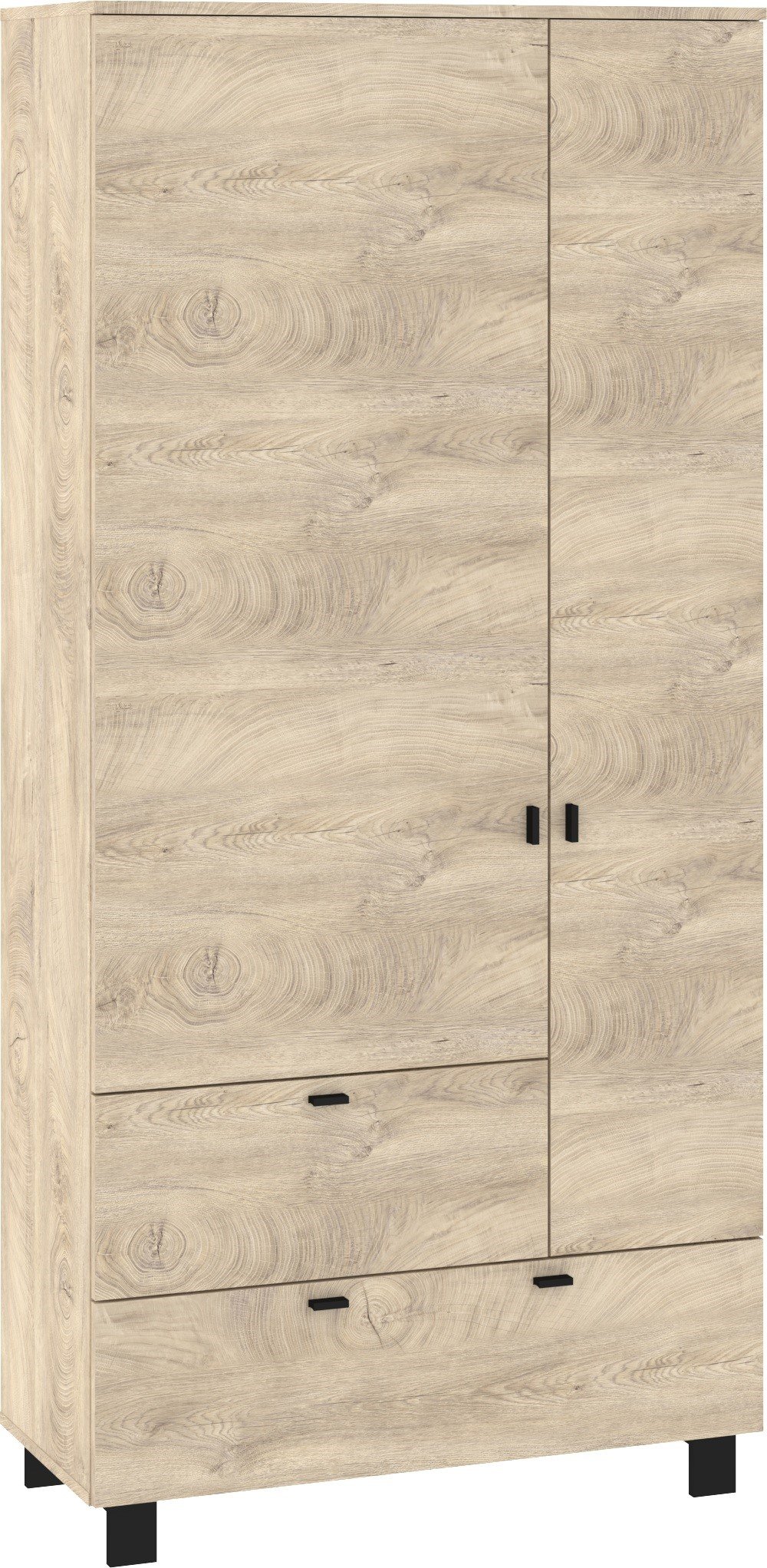 VEGAS 14 wardrobe with rod and shelves for the hallway, black oak imitation