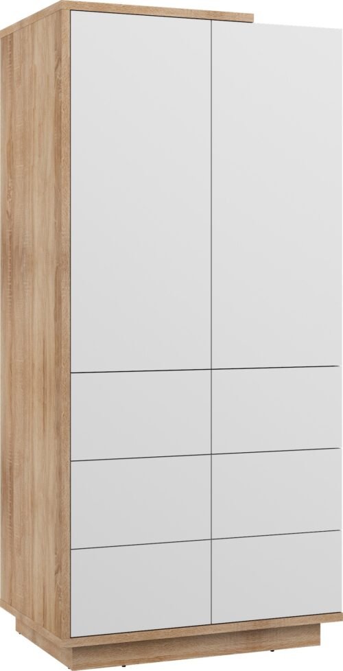 HYBRID 23 wardrobe for living room, hallway, bedroom, Sonoma oak, white finishHYBRID