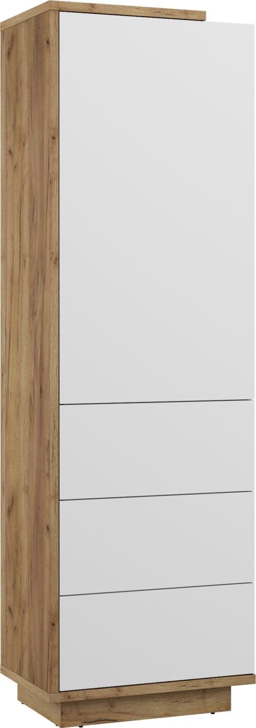 HYBRID 01 furniture, closed shelf, oak, gold/glossy whiteHYBRID