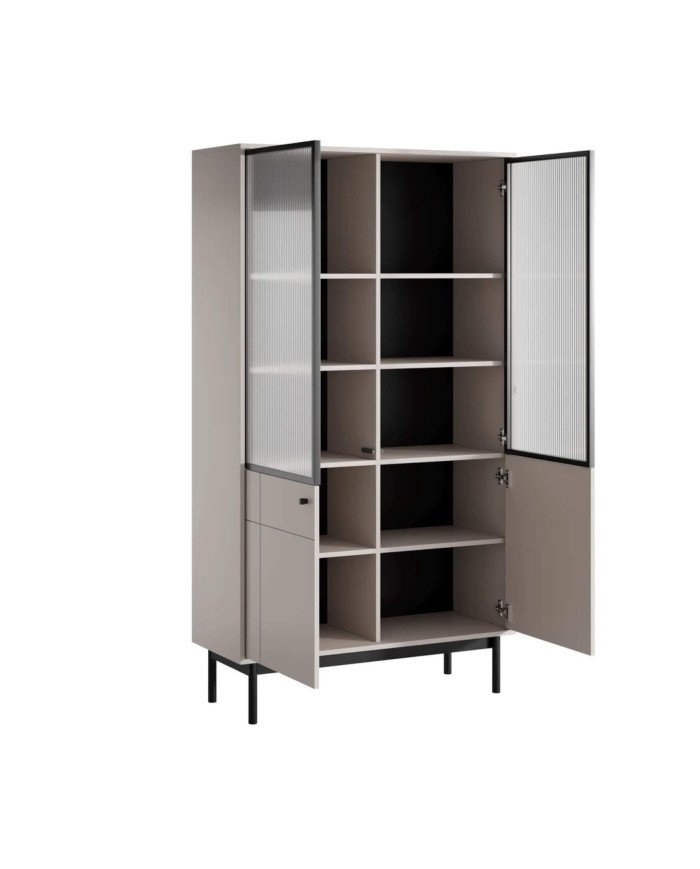 Japandi WT104 showcase, glass fronts, cashmere - Image 2