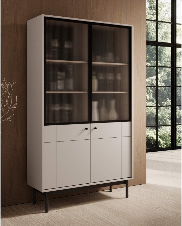 Japandi WT104 showcase, glass fronts, cashmere - Image 5
