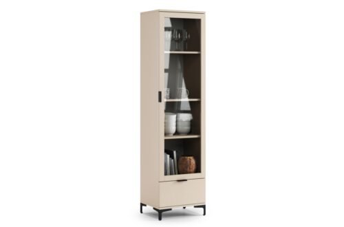 LANA W-50 beige (champagne) display cabinet – 1 door cabinet with drawer