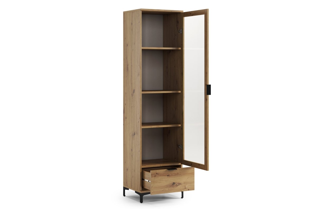 LANA W-50 Artisan oak display cabinet - 1 door cabinet with drawer - Image 2