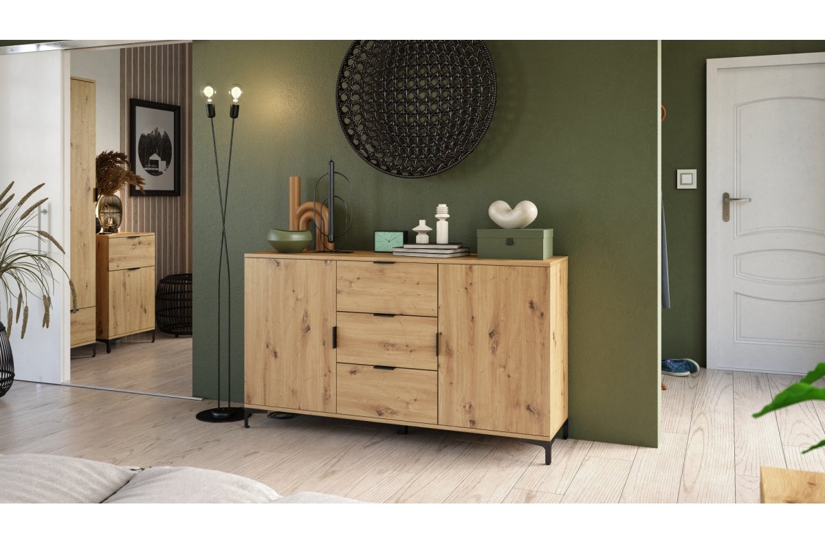 LANA W-50 Artisan oak display cabinet - 1 door cabinet with drawer - Image 5