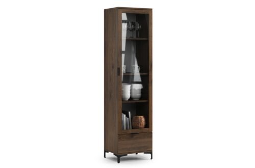 LANA W-50 elegant walnut display cabinet – 1 door cabinet with drawer