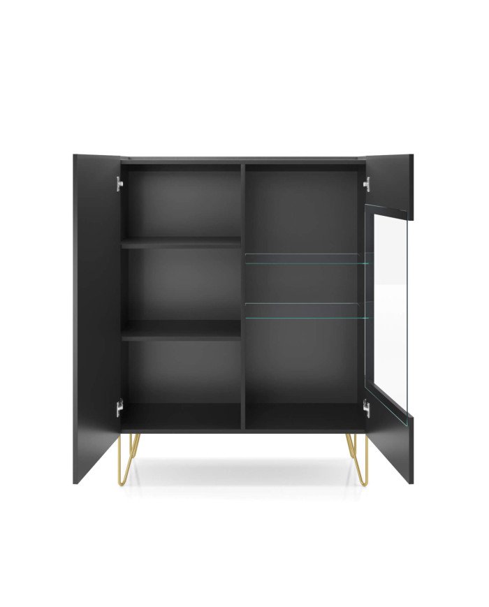 Harmony WT97 low display cabinet, two doors, black graphite/black royal marble - Image 2