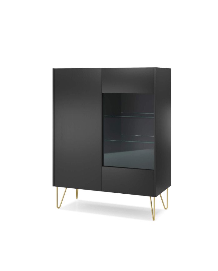 Harmony WT97 low display cabinet, two doors, black graphite/black royal marble - Image 3