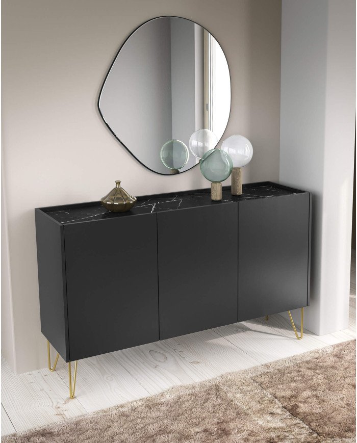 Harmony WT97 low display cabinet, two doors, black graphite/black royal marble - Image 4