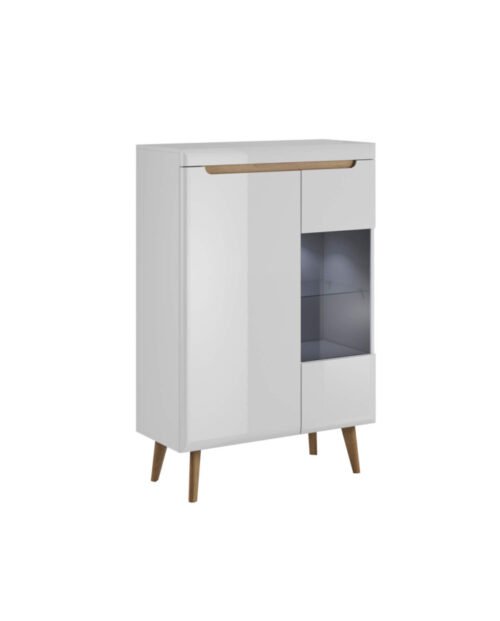 Nordi NWT90 low display cabinet, two doors, white/Riviera oak