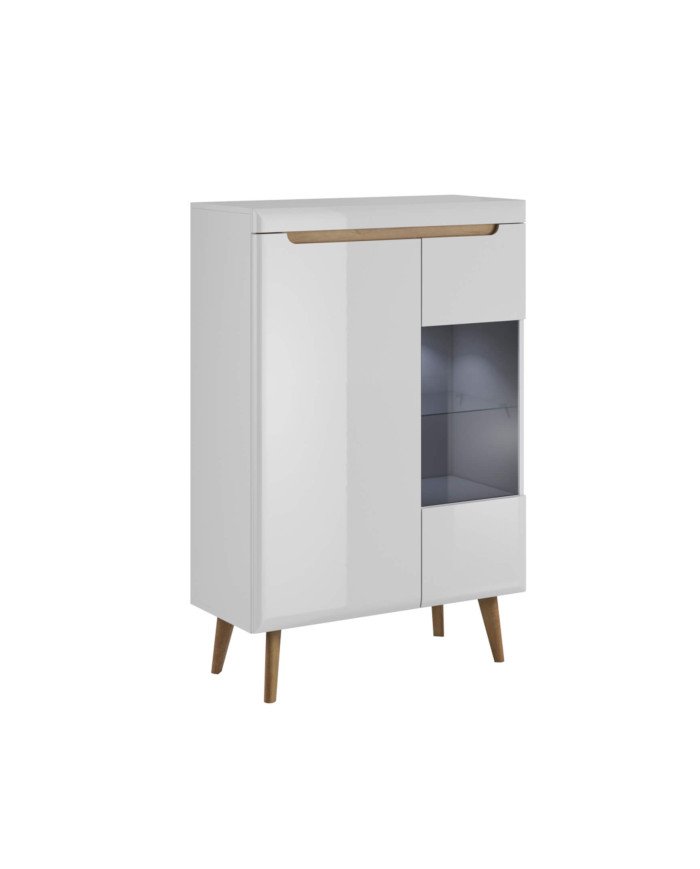Nordi NWT90 low display cabinet, two doors, white/Riviera oak