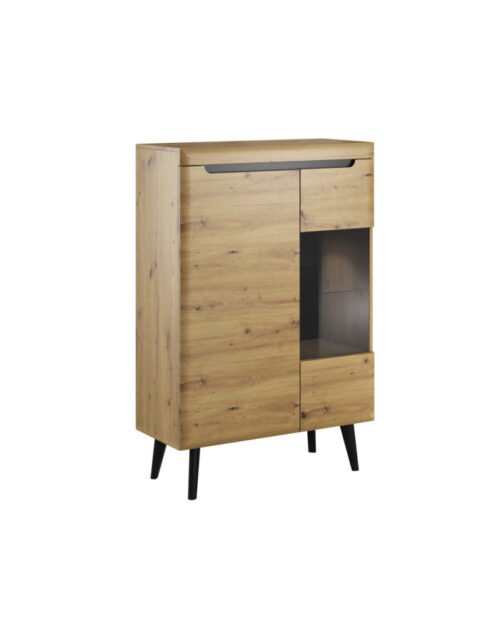 Nordi NWT90 low display cabinet, two doors, Artisan Oak/Black