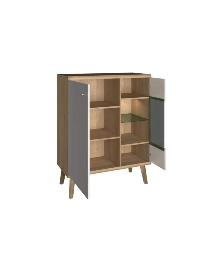 Primo PWT90 low display cabinet, two doors, Riviera Oak/White - Image 2