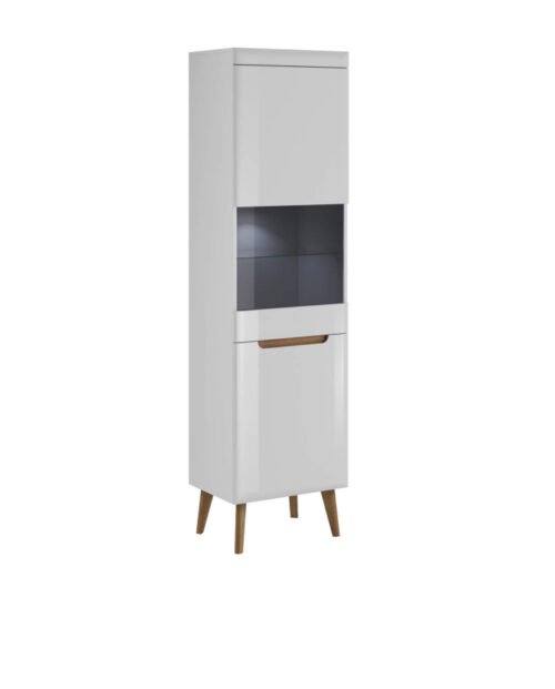 Nordi NWT53 tall display cabinet, single door, white/Riviera oak
