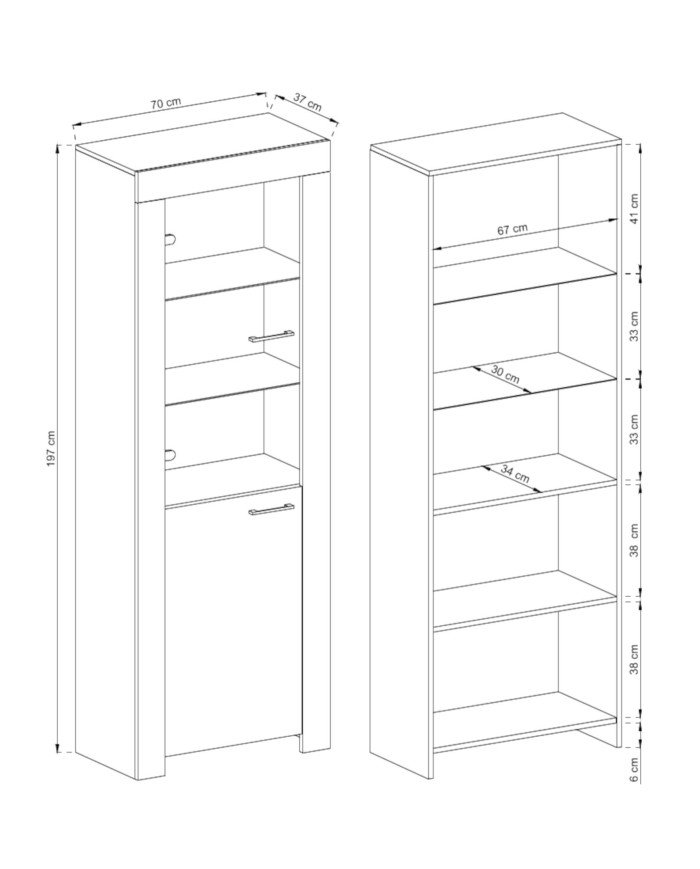 Sky SWT70 high display cabinet, single door, Riviera Oak - Image 6