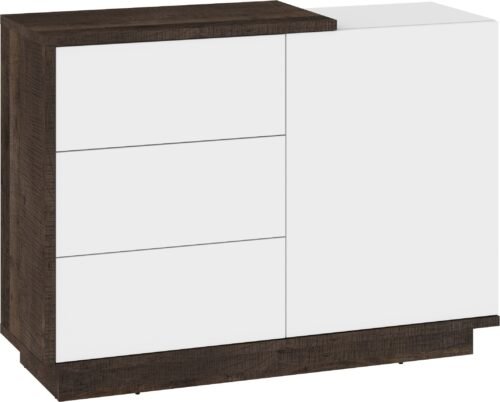 HYBRID 04 furniture chest of drawers with doors for the living room, oak color, grange whiteHYBRID