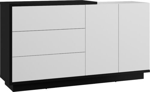HYBRID 07 furniture large chest of drawers with doors, black and white glossyHYBRID