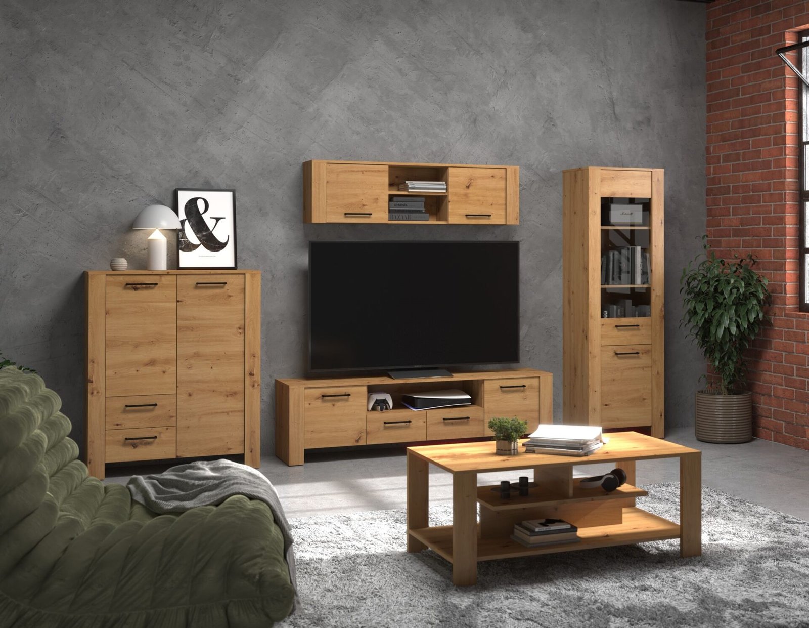 SLIDE furniture #2 bookshelf, TV table, shelf, coffee table, oak