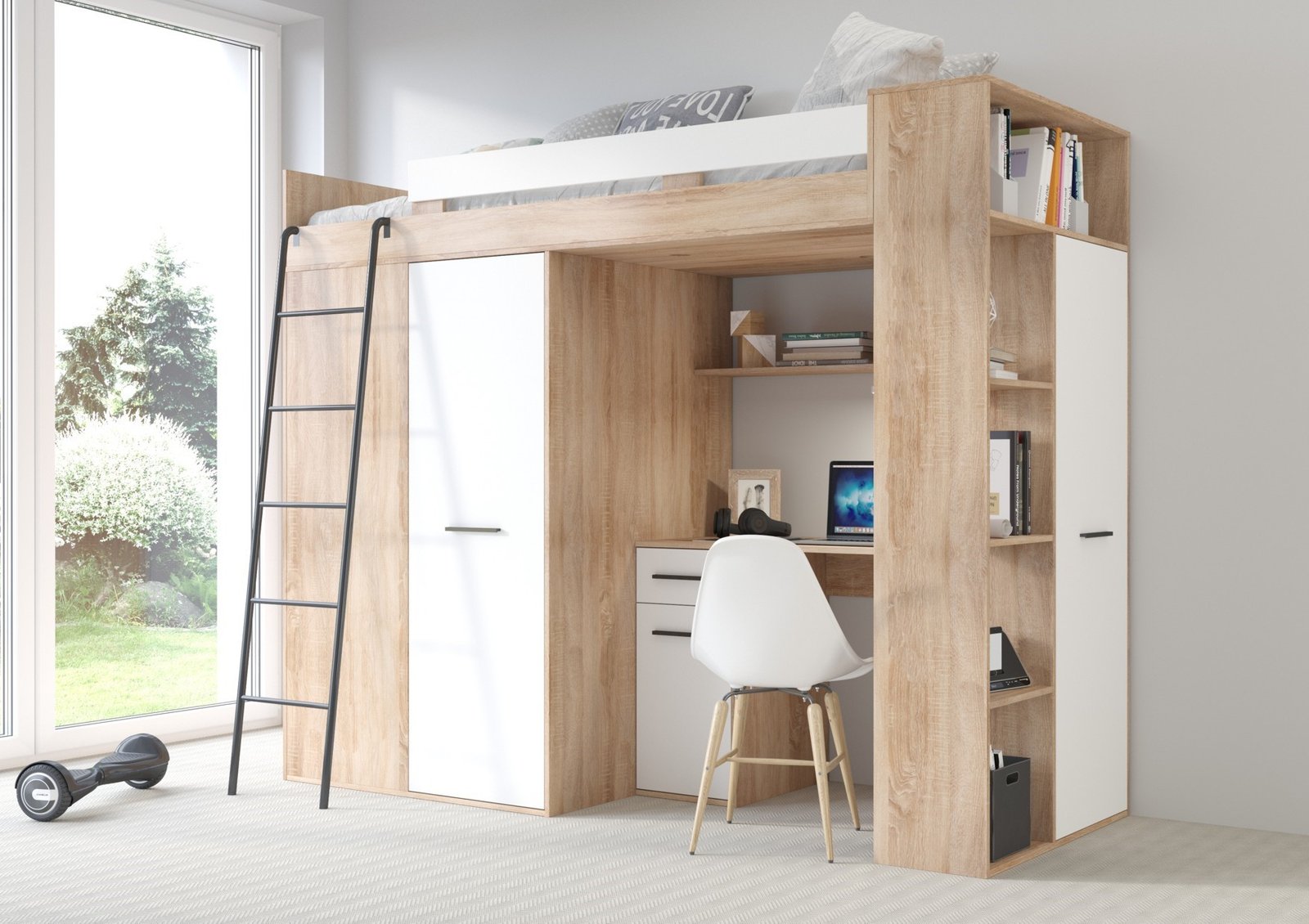 RAVENA L mezzanine without matt finish, sonoma / white