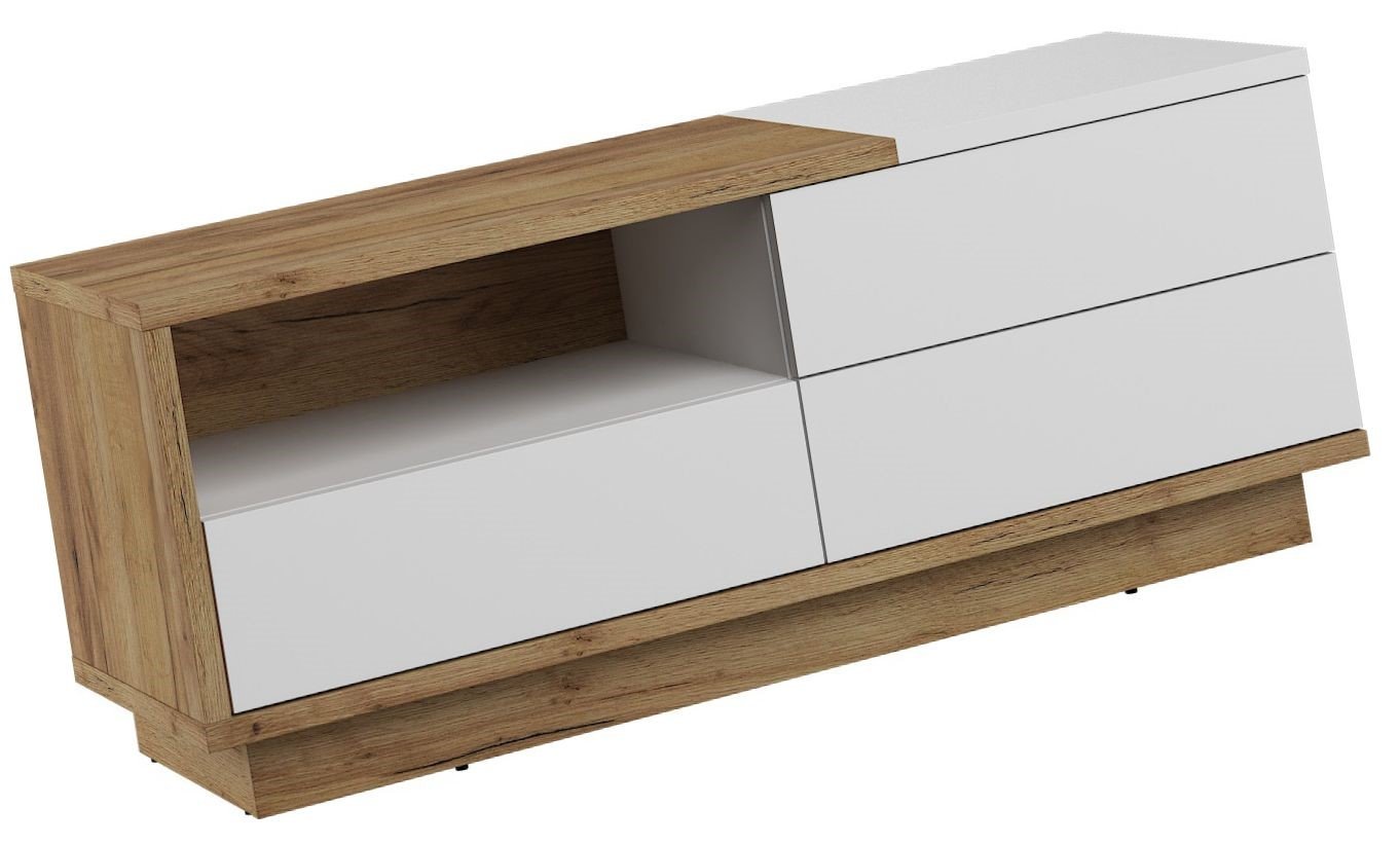 HYBRID 20 furniture chest of drawers, table, TV cabinet with drawer, oak, gold color, whiteHYBRID - Image 6