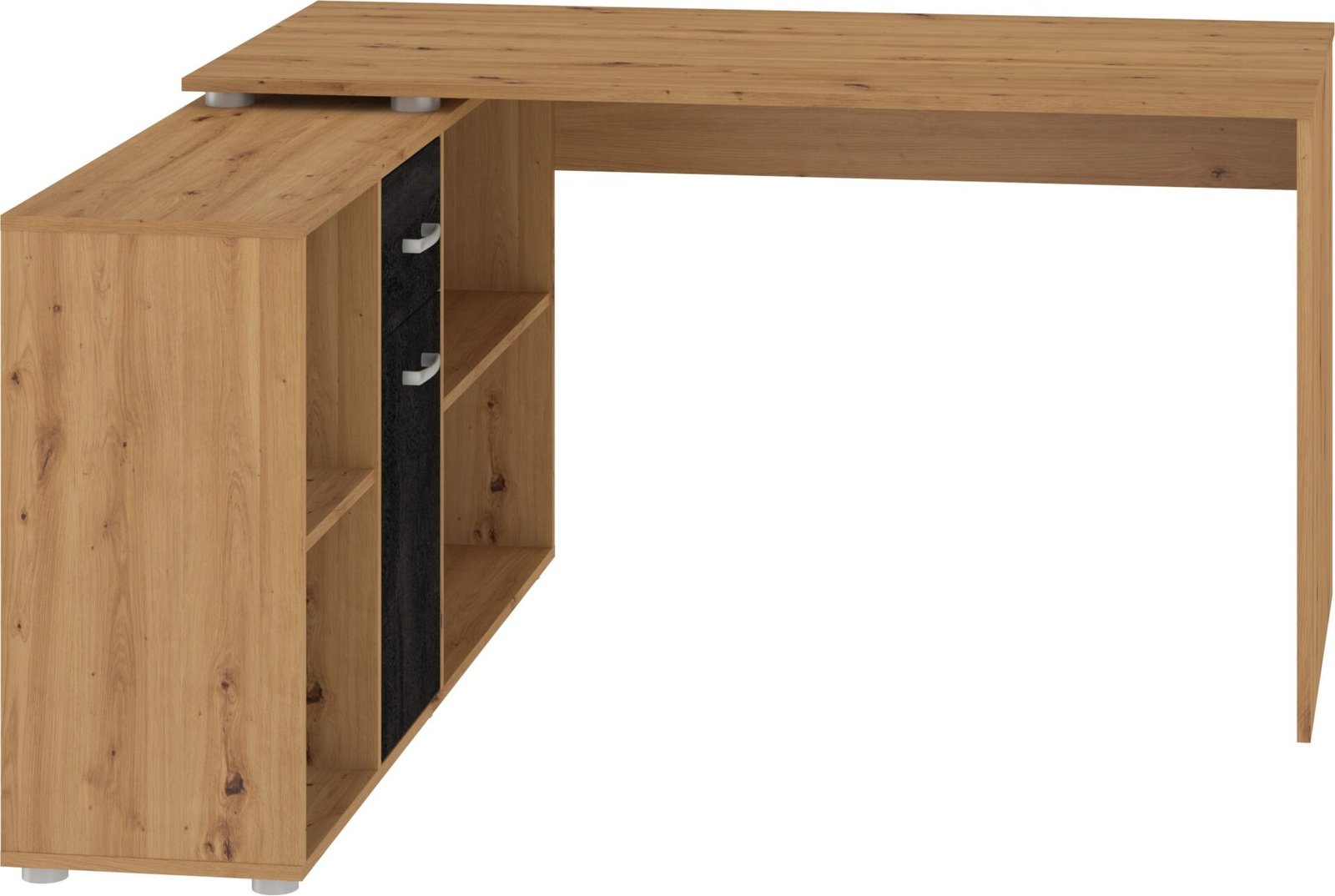 BEAT L corner table, straight, height-adjustable, gaming table, artisan oak, black concrete - Image 5