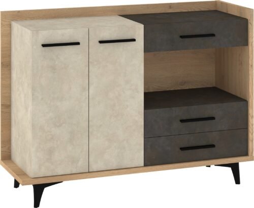 BOX 02 furniture large chest of drawers for living room, oak “Cremona Granada”
