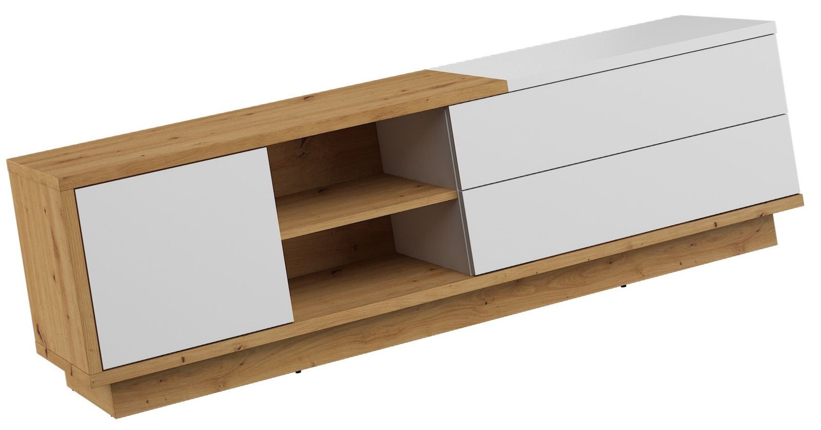 HYBRID 21 furniture chest of drawers, table, TV cabinet with drawers, artistic oak, white, polishedHYBRID - Image 5